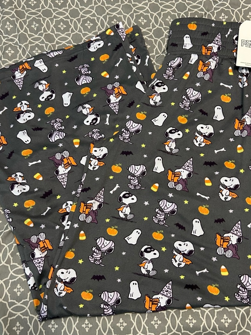munki munki Gray Halloween Snoopy Candy Corn Pajama Pants